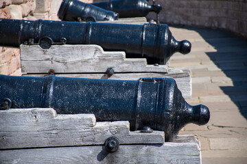 Cannon in the grounds of Bamburgh Castle, Northumberland, UK