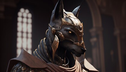 Anubis, the god of the afterlife, was revered for his role in guiding souls to the underworld. AI generation.