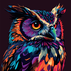 Colorful owl pop art vector illustration