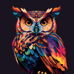 Colorful owl pop art vector illustration