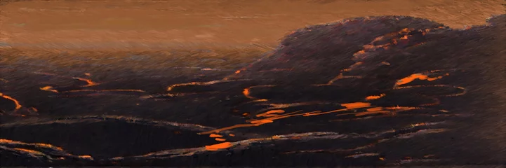 Primordial Earth landscape digital painting. Paintery, unfinished, cgi brush style. 2d illustration. © Jakub