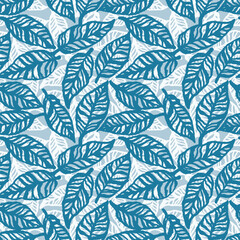 Botanical Leaf Leaves Vector Seamless Pattern Illustration Background for Fabric Paper Greeting Card Wallpaper Book Cover