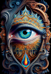 Naklejka premium Generative AI intricate abstract render of a human eye