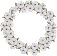 Watercolor floral wreath, Frame with white flowers