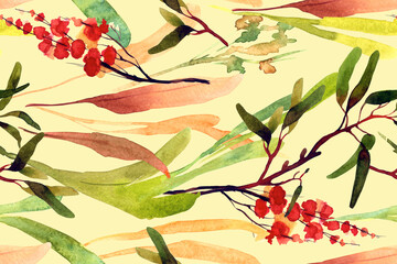 Delicate watercolor seamless pattern on a light background. Fabrics, textiles, wrapping paper. Bed linen, sheets, pillows.