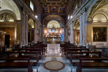 Fototapeta na wymiar Basilica di Santa Francesca Romana, romanesque styled church at the Roman Forum in Rome, Italy 