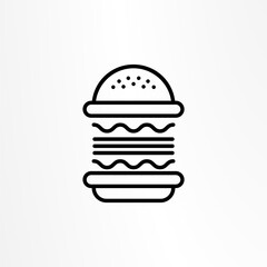 Burger icon. Hamburger logo. Fast food line emblem.