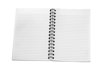 open spiral notebook isolated with clipping path for mockup