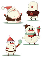 Christmas icon. Santa Claus. Snow Man. Santa.