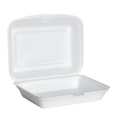 open white styrofoam box isolated with clipping path for mockup