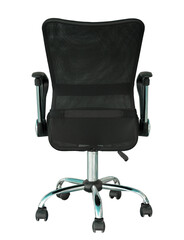 back view of black office chair isolated with clipping path
