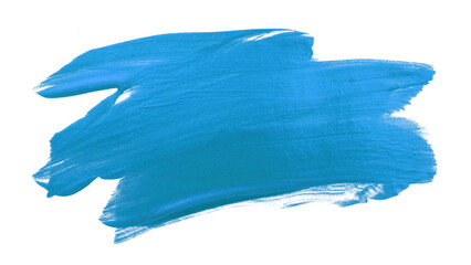 Png blue color smear painting brushstroke element on transparent background.