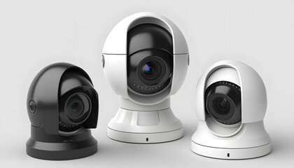 Set CCTV Camera for video surveillance on white isolated background. Concept Smart Home. Generation AI