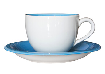 empty cup and saucer isolated with clipping path for mockup