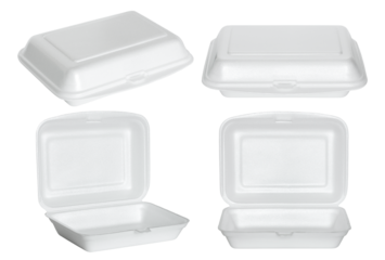 set of white styrofoam box isolated with clipping path for mockup