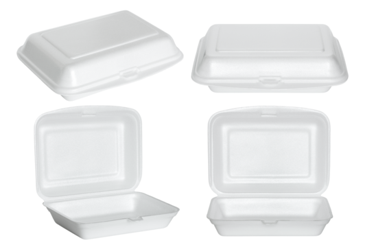 set of white styrofoam box isolated with clipping path for mockup