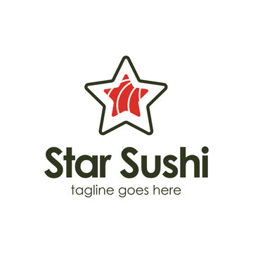 Star Sushi Logo Design Template with sushi icon and star. Perfect for business, company, mobile, app, restaurant, etc