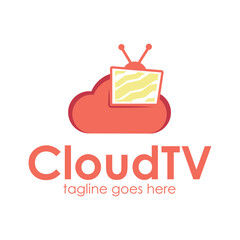 Cloud TV Logo Design Template with cloud icon and TV. Perfect for business, company, mobile, app, restaurant, etc