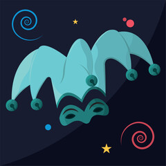 Isolated harlequin hat colored icon Flat design Vector