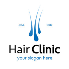 Hair clinic vector logotype color style isolated on white background for trasplantation, cosmetics shop, natural medicine. makeup. 10 eps