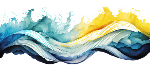 Abstract wave illustration by Vita with hand painted details. 