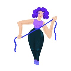 person with a sword. girl on a diet. fitness lady