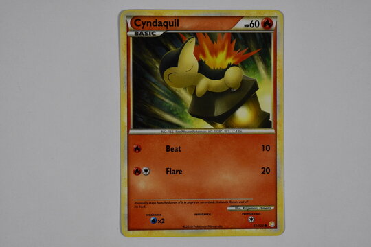 Pokemon trading card, Cyndaquil.