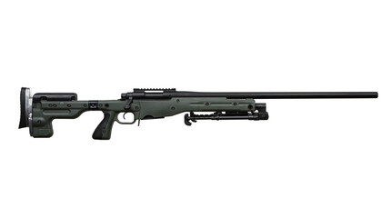 Modern bolt carbine isolated on white background. Weapons for sports, hunting and self-defense.