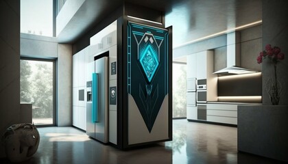 Futuristic kitchen. Generative AI.