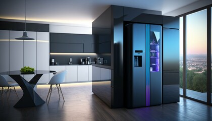 Futuristic kitchen. Generative AI.
