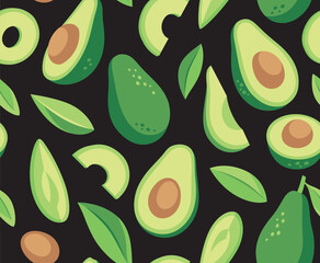 Seamless pattern with avocado. Healthy vegan food. Vector abstract modern illustration.