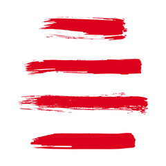 Obraz premium Red brush stroke set. Collection of painted grunge stripes. Ink paint