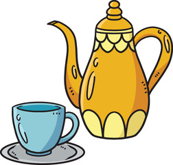 Ramadan Tea Set Cartoon Colored Clipart