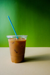 Ice coffee on background