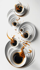 a Abstract cups full of expresso in background, art style, generative ai