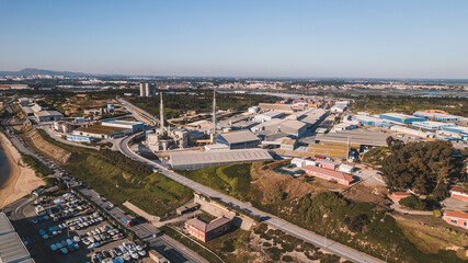 Aerial view of industrial area