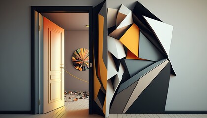 interior, modern door with abstract designed