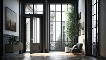 interior, modern door with simple big windows designed