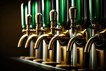 A row of beer taps. Generative AI