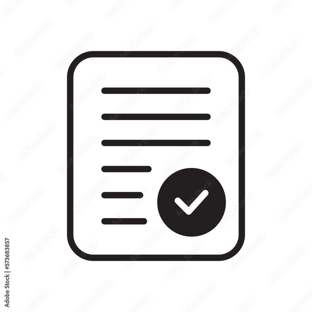 Poster document with check mark icon. compliance document icon in flat style. approved process vector sign.