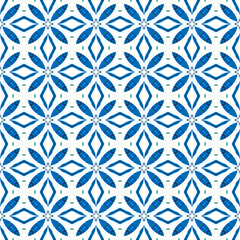 Tiled watercolor background. Blue valuable boho