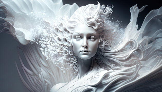 Spiritual ethereal woman concept of the perfection of reincarnation and purity of the Soul. Generative Ai.