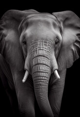 Schwarz weiß Portrait von einem Elefant. Perfektes afrikanisches Wandbild - Generative Ai