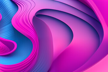 3D illustration of abstract shapes, wavy, gradient color, magenta and veri peri, generative ai, color of the year