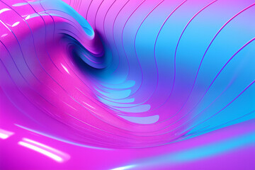 3D illustration of abstract shapes, wavy, gradient color, magenta and veri peri, generative ai, color of the year