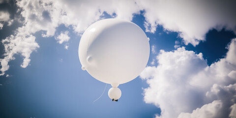 Naklejka na ściany i meble Meteorological probe drone ,white balloon on sky. generative AI