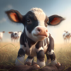 Baby cow in the farm