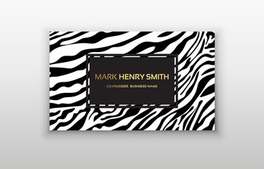 Personal business card. Zebra texture