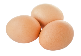 Three brown eggs isolated. png transparent