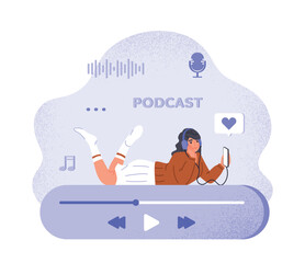 Woman listen podcast